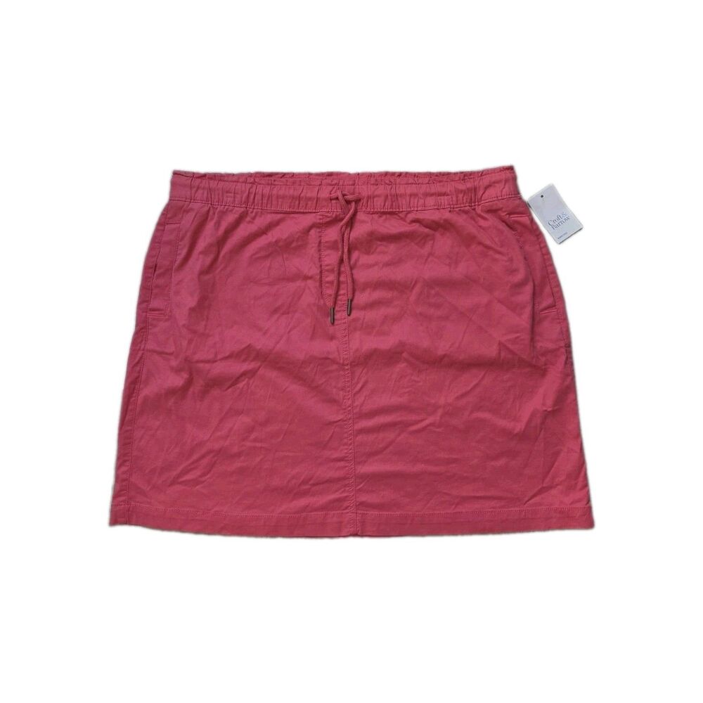 NWT Croft & Barrow Pull On Skirt Watermelon Pink Drawstring Plus Size 1X